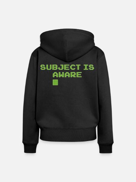 SUBJECT IS AWARE - Frauen Premium Bio Zip Hoodie - Schwarz
