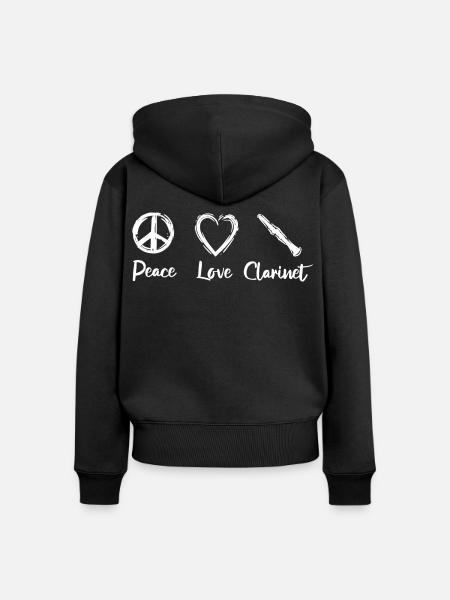 Peace Love Clarinet - Frauen Premium Bio Zip Hoodie - Schwarz