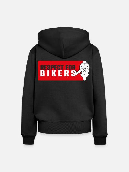 Respektiere Biker auf rotem Hintergrund - Frauen Premium Bio Zip Hoodie - Schwarz