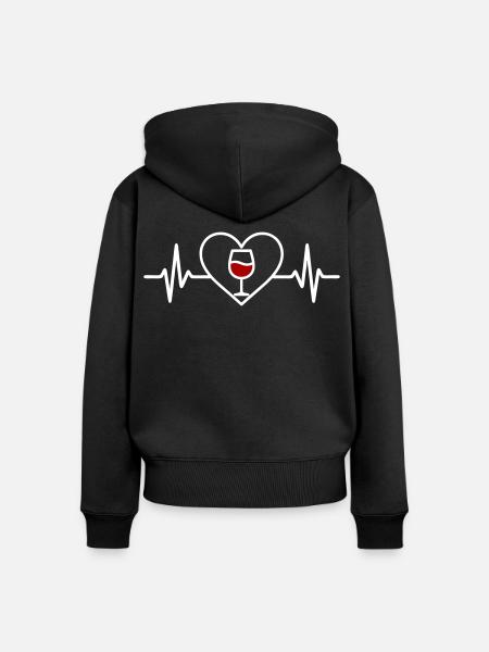 Rotwein Herz - Frauen Premium Bio Zip Hoodie - Schwarz