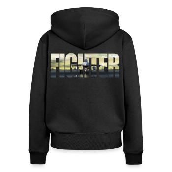 Fighter F-16 Fighting Falcon - Frauen Premium Bio Zip Hoodie - Schwarz - Hinten - Julia (174cm)