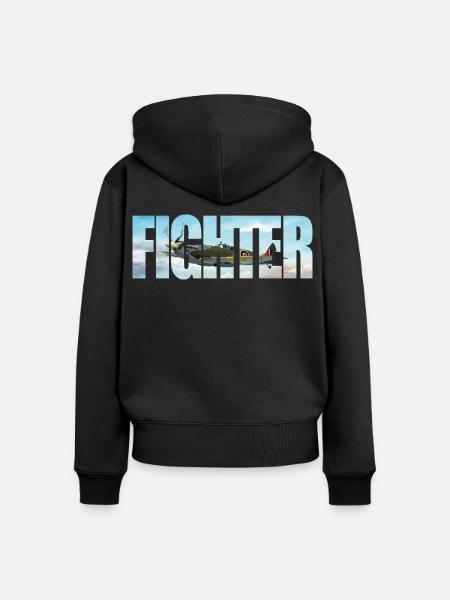 Fighter Spitfire - Frauen Premium Bio Zip Hoodie - Schwarz
