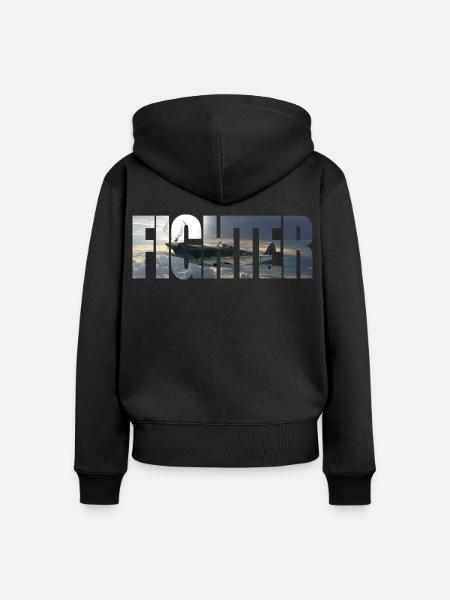 Fighter Spitfire - Frauen Premium Bio Zip Hoodie - Schwarz