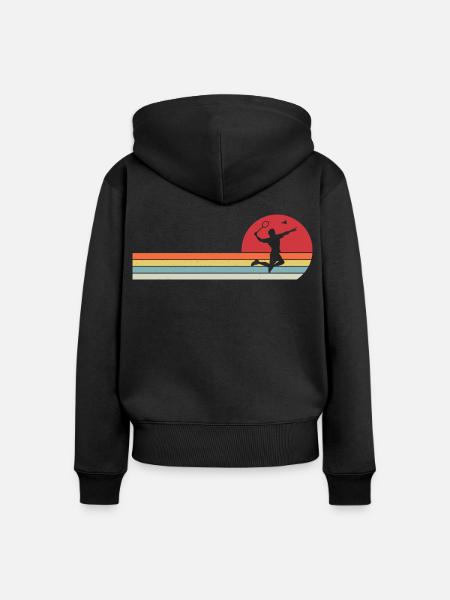Retro-Badminton - Frauen Premium Bio Zip Hoodie - Schwarz