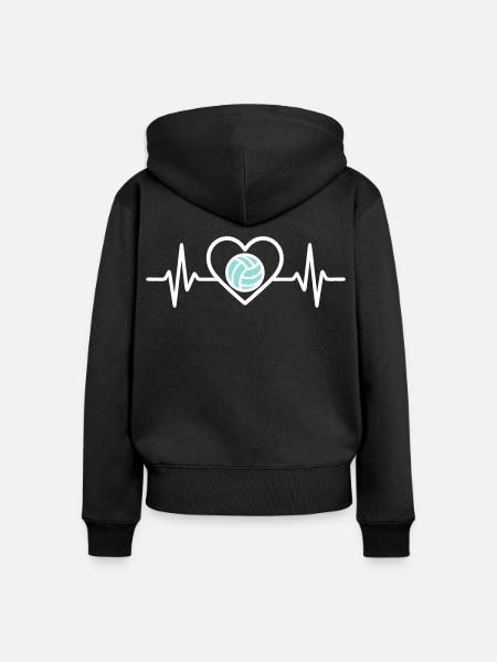 Volleyball Herz – Volleyball-Leidenschaft - Frauen Premium Bio Zip Hoodie - Schwarz