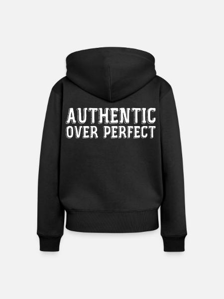 Authentisch statt perfekt - Frauen Premium Bio Zip Hoodie - Schwarz