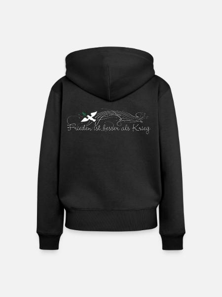 Frieden ist besser als Krieg - Frauen Premium Bio Zip Hoodie - Schwarz