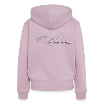 In vino veritas - Im Wein liegt die Wahrheit - Frauen Premium Bio Zip Hoodie - Altrosa - Hinten - Julia (174cm)