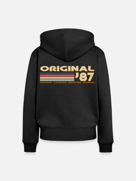 1987 - Frauen Premium Bio Zip Hoodie - Schwarz