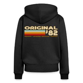 1982 - Women's Premium Organic Zip Hoodie - black - Back - Julia (174cm)