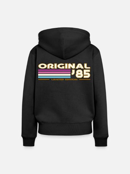 1985 - Frauen Premium Bio Zip Hoodie - Schwarz