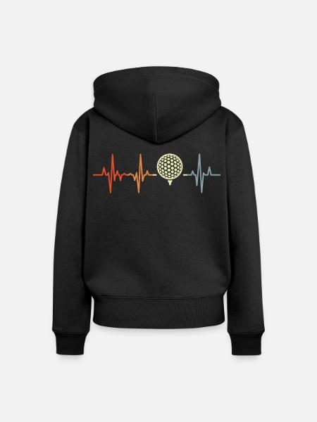 Herzschlag Golf Ball - Frauen Premium Bio Zip Hoodie - Schwarz