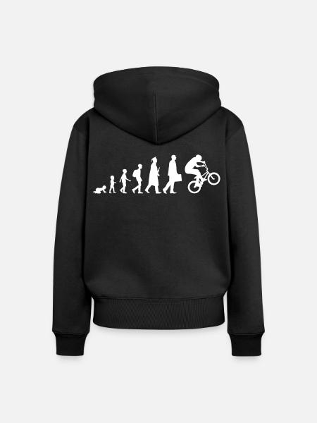 Evolution of BMX - Frauen Premium Bio Zip Hoodie - Schwarz
