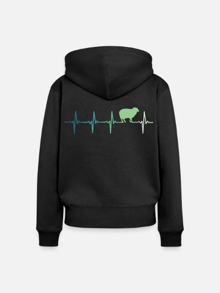 Schafsherzschlag Schaf, Schaf, Schaf - Frauen Premium Bio Zip Hoodie - Schwarz