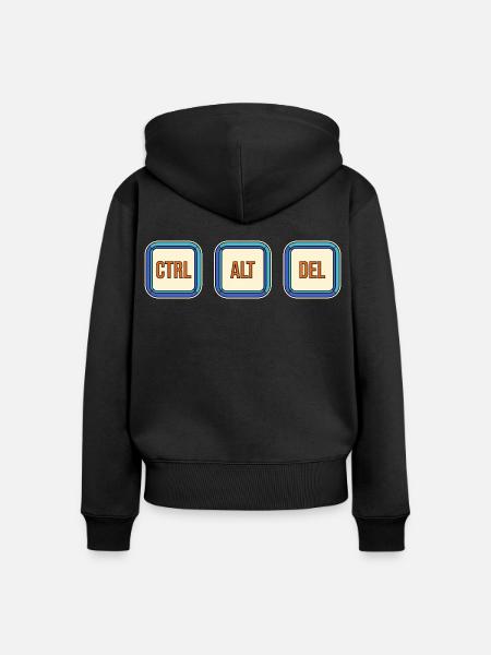 Retro Keyboard Tasten CTRL ALT DEL - Frauen Premium Bio Zip Hoodie - Schwarz
