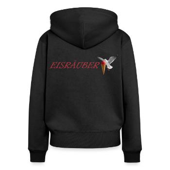 Eisräuber Design mit fliegender Möwe - Frauen Premium Bio Zip Hoodie - Schwarz - Hinten - Julia (174cm)