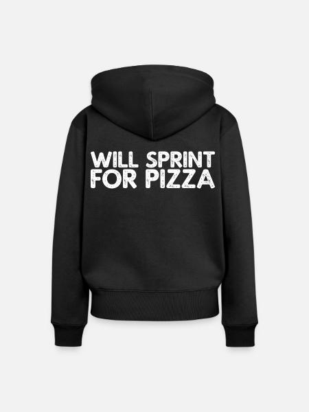 Will Sprint For Pizza - Frauen Premium Bio Zip Hoodie - Schwarz