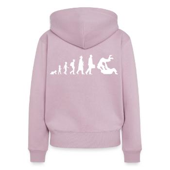 Evolution of Judo - Frauen Premium Bio Zip Hoodie - Altrosa - Hinten - Julia (174cm)