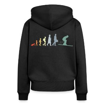Evolution of skiing - Women's Premium Organic Zip Hoodie - black - Back - Julia (174cm)