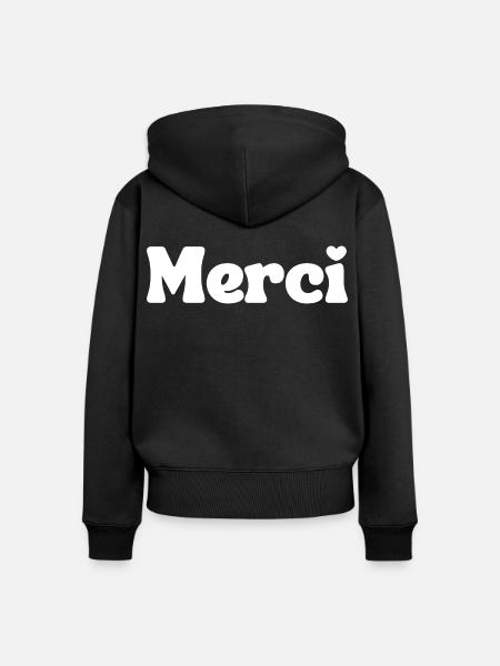Merci - Frauen Premium Bio Zip Hoodie - Schwarz