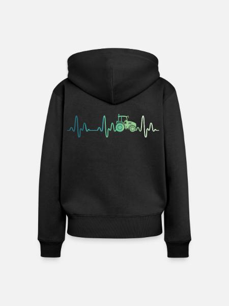 Farmer Herzschlagtraktor - Frauen Premium Bio Zip Hoodie - Schwarz