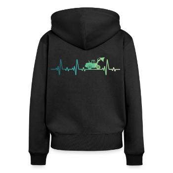 Radlader Heartbeat Bulldozer - Frauen Premium Bio Zip Hoodie - Schwarz - Hinten - Julia (174cm)