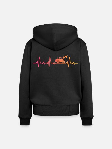 Sunset Loader Herzschlag-Bulldozer - Frauen Premium Bio Zip Hoodie - Schwarz