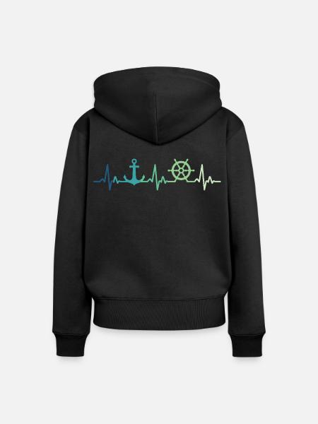 Ankerherzschlag Matrose Geschenk Matrose - Frauen Premium Bio Zip Hoodie - Schwarz