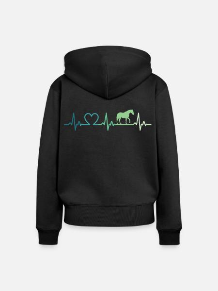 Mein Pferd, Herzschlag, Pferde, - Frauen Premium Bio Zip Hoodie - Schwarz