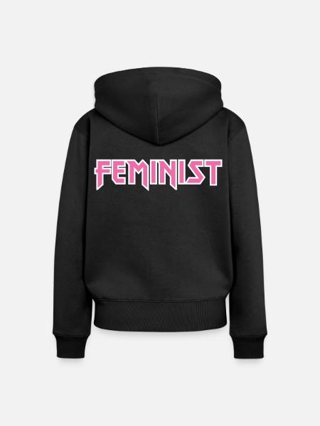 Feministisch (Heavy-Metal-Stil) - Frauen Premium Bio Zip Hoodie - Schwarz