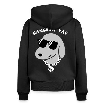 Gangsta Yap - Frauen Premium Bio Zip Hoodie - Schwarz - Hinten - Julia (174cm)