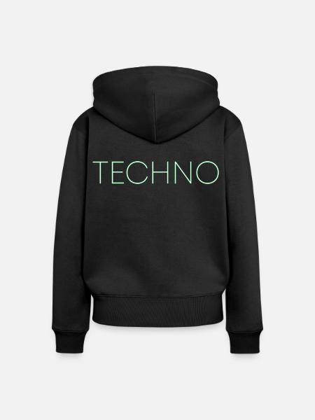 Techno Musik Schriftzug - Frauen Premium Bio Zip Hoodie - Schwarz