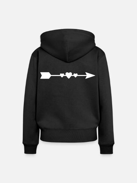 Pfeil mit Herz - Frauen Premium Bio Zip Hoodie - Schwarz