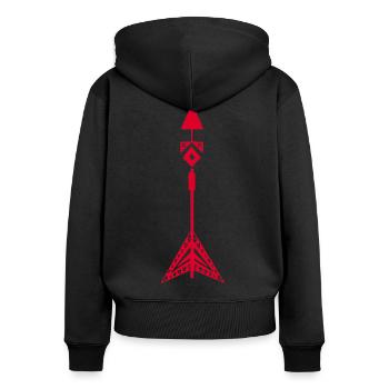 Red symbol of a Native American arrow - Women's Premium Organic Zip Hoodie - black - Back - Julia (174cm)