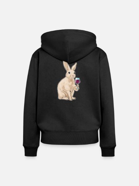 Hase Rotwein - Frauen Premium Bio Zip Hoodie - Schwarz