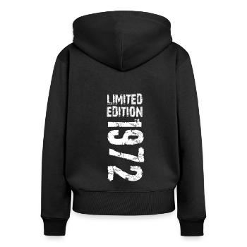 Limited edition 1972 - Frauen Premium Bio Zip Hoodie - Schwarz - Hinten - Julia (174cm)