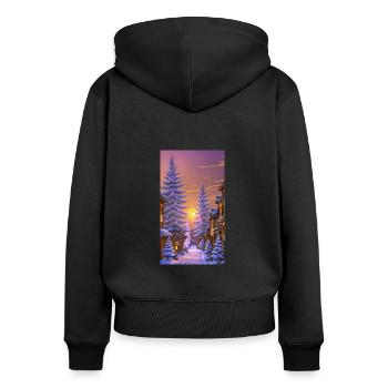Coucher de soleil d’hiver dans un - Sweat à capuche zippé Premium bio Femme - noir - Dos - Julia (174cm)