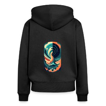 Boot in den Fluten - Frauen Premium Bio Zip Hoodie - Schwarz - Hinten - Julia (174cm)