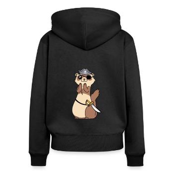 Eye Patch Weasel Kids Pirate Ferret - Women's Premium Organic Zip Hoodie - black - Back - Julia (174cm)