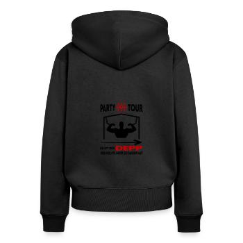 JGA Er ist der Depp der nichts mehr zu sagen hat - Frauen Premium Bio Zip Hoodie - Schwarz - Hinten - Julia (174cm)