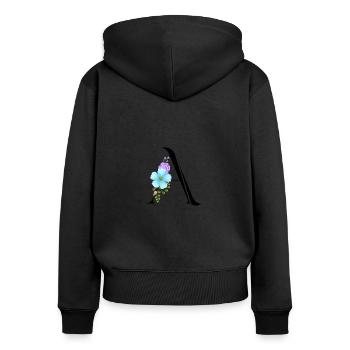 Eleganter Buchstabe 'A' mit Blumen - Frauen Premium Bio Zip Hoodie - Schwarz - Hinten - Julia (174cm)