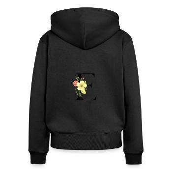 Elegant letter 'E' with flowers - Women's Premium Organic Zip Hoodie - black - Back - Julia (174cm)
