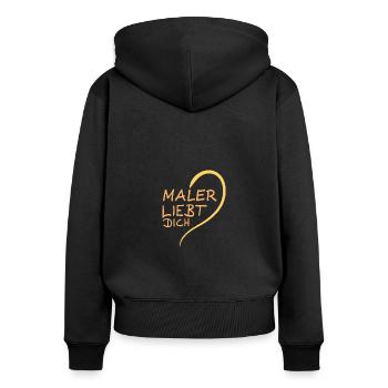 Maler - Frauen Premium Bio Zip Hoodie - Schwarz - Hinten - Julia (174cm)