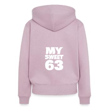 63 - Frauen Premium Bio Zip Hoodie - Altrosa - Hinten - Julia (174cm)