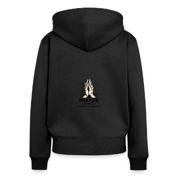 Connexion sans fil Mains de prière Foi - Sweat à capuche zippé Premium bio Femme - noir - Dos - Julia (174cm)