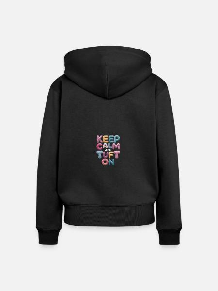 Diy-teppich Lustiger Teppich Tufting - Frauen Premium Bio Zip Hoodie - Schwarz