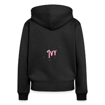 Noms de lierre personnalisés - Sweat à capuche zippé Premium bio Femme - noir - Dos - Julia (174cm)