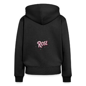 Nom Rose personnalisé - Sweat à capuche zippé Premium bio Femme - noir - Dos - Julia (174cm)