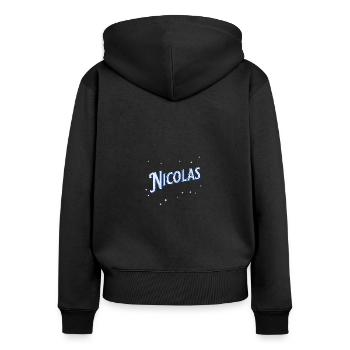 Nicolas Namen personalisiert - Frauen Premium Bio Zip Hoodie - Schwarz - Hinten - Julia (174cm)