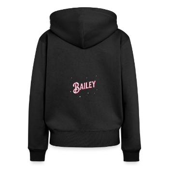 Bailey Namen personalisiert - Frauen Premium Bio Zip Hoodie - Schwarz - Hinten - Julia (174cm)